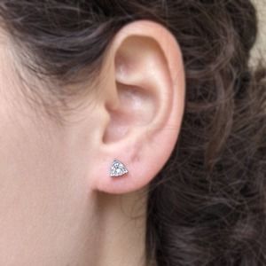 925 Silver Trillion Cut Moissanite Stud Earrings (5x5 mm) 1 CT DEW